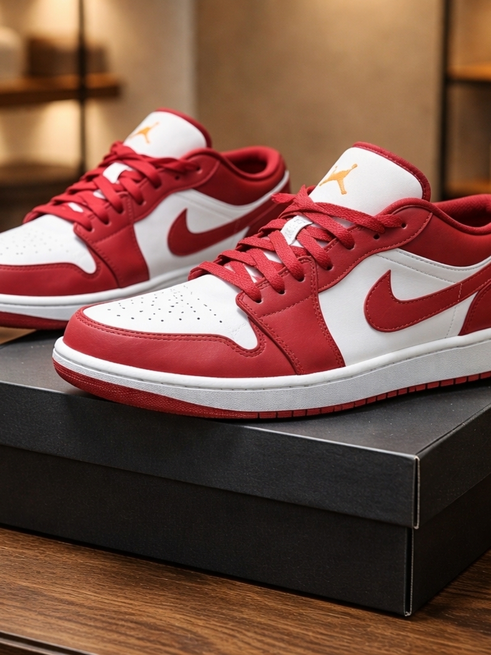 Jordan Air Jordan 1 Low Cardinal Red White Leather Low Top 553558-607 Size 9.5